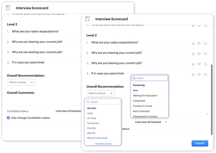 Zoho Recruit Interview Scorecard